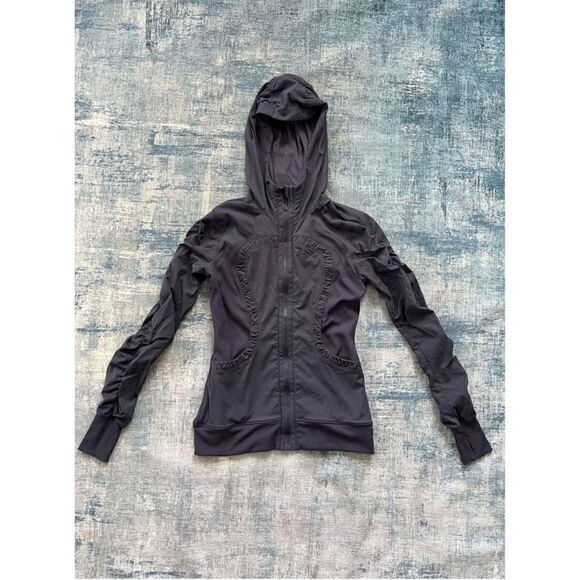 Lululemon Dance Studio Reversible Hoodie Jacket Gray w Blue Purple Tint Size 6 - Picture 1 of 7
